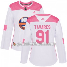 New York Islanders Hockeydrakt John Tavares 91 2017-2018 Hvit Rosa Fashion Adidas Authentic - Dame
